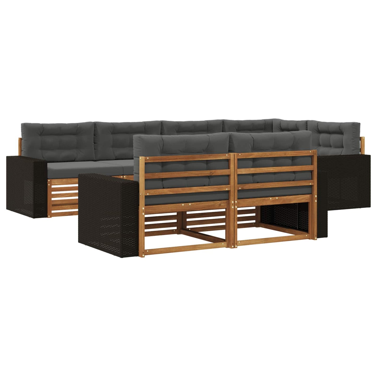 Buiten bankenset met kussen 7 pcs Natuurlijk en Antraciet is nu te koop bij PeponiXL, paradijselijk wonen!