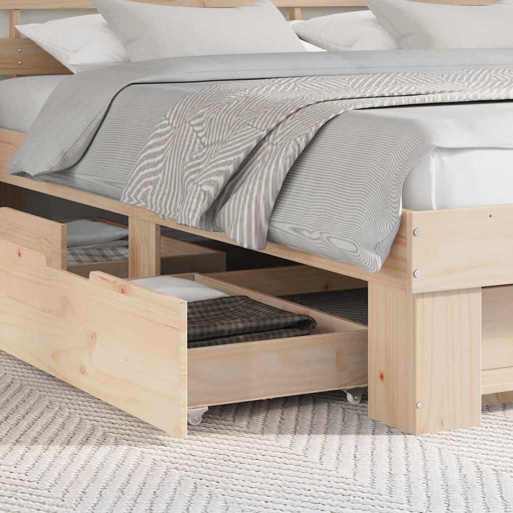Bedframe met hoofdeinde Bruin 200 x 200 cm Massief grenenhout is nu te koop bij PeponiXL, paradijselijk wonen!