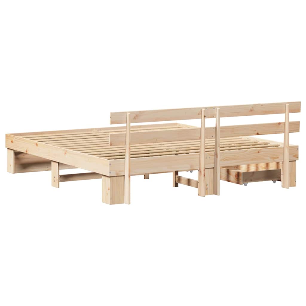 Bedframe met hoofdeinde Bruin 200 x 200 cm Massief grenenhout is nu te koop bij PeponiXL, paradijselijk wonen!