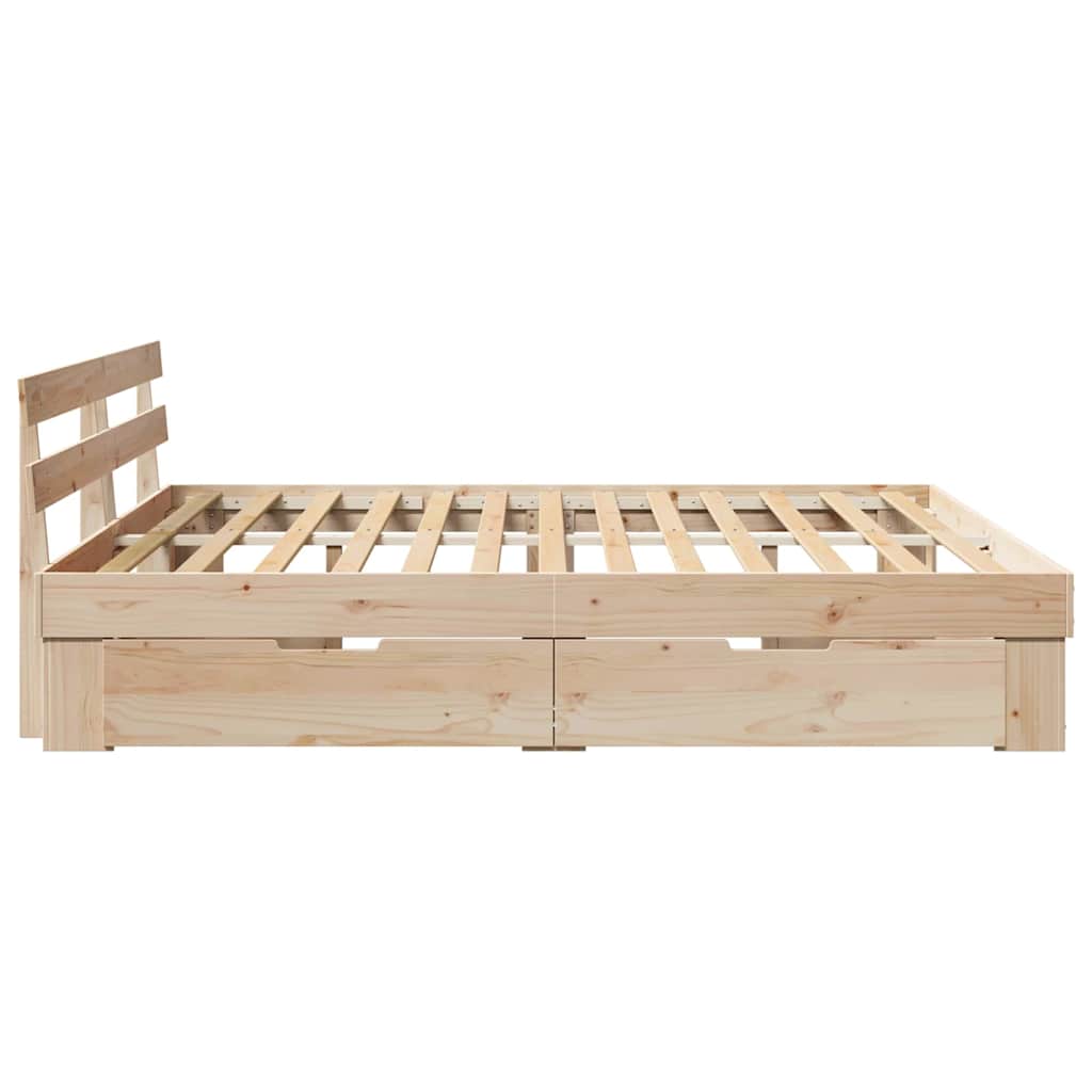 Bedframe met hoofdeinde Bruin 200 x 200 cm Massief grenenhout is nu te koop bij PeponiXL, paradijselijk wonen!