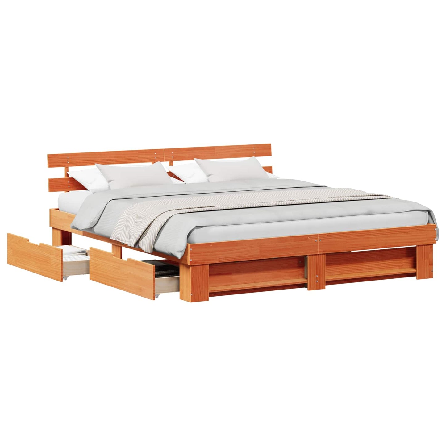 Bedframe met lade Wasbruin 200 x 200 cm Massief grenenhout is nu te koop bij PeponiXL, paradijselijk wonen!