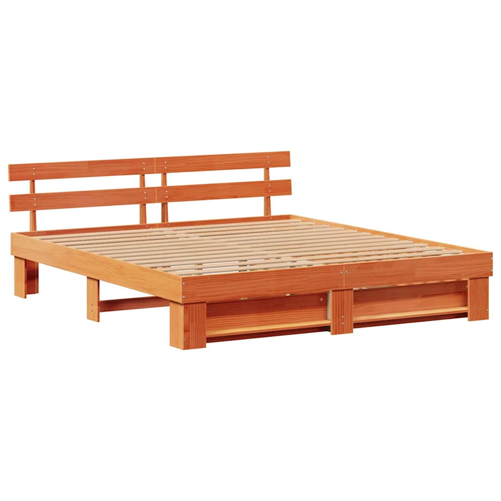 Bedframe met lade Wasbruin 200 x 200 cm Massief grenenhout is nu te koop bij PeponiXL, paradijselijk wonen!