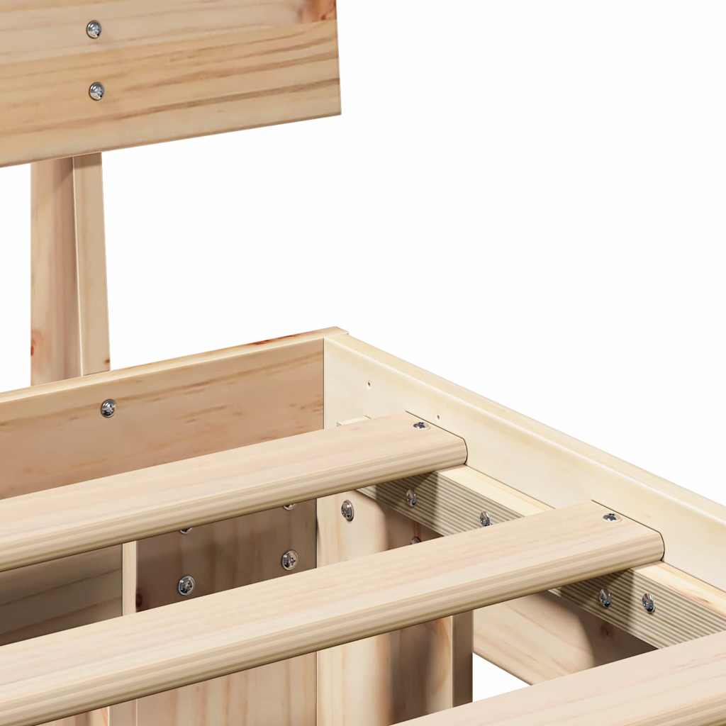 Bedframe met hoofdeinde Bruin 150 x 200 cm Massief grenenhout is nu te koop bij PeponiXL, paradijselijk wonen!