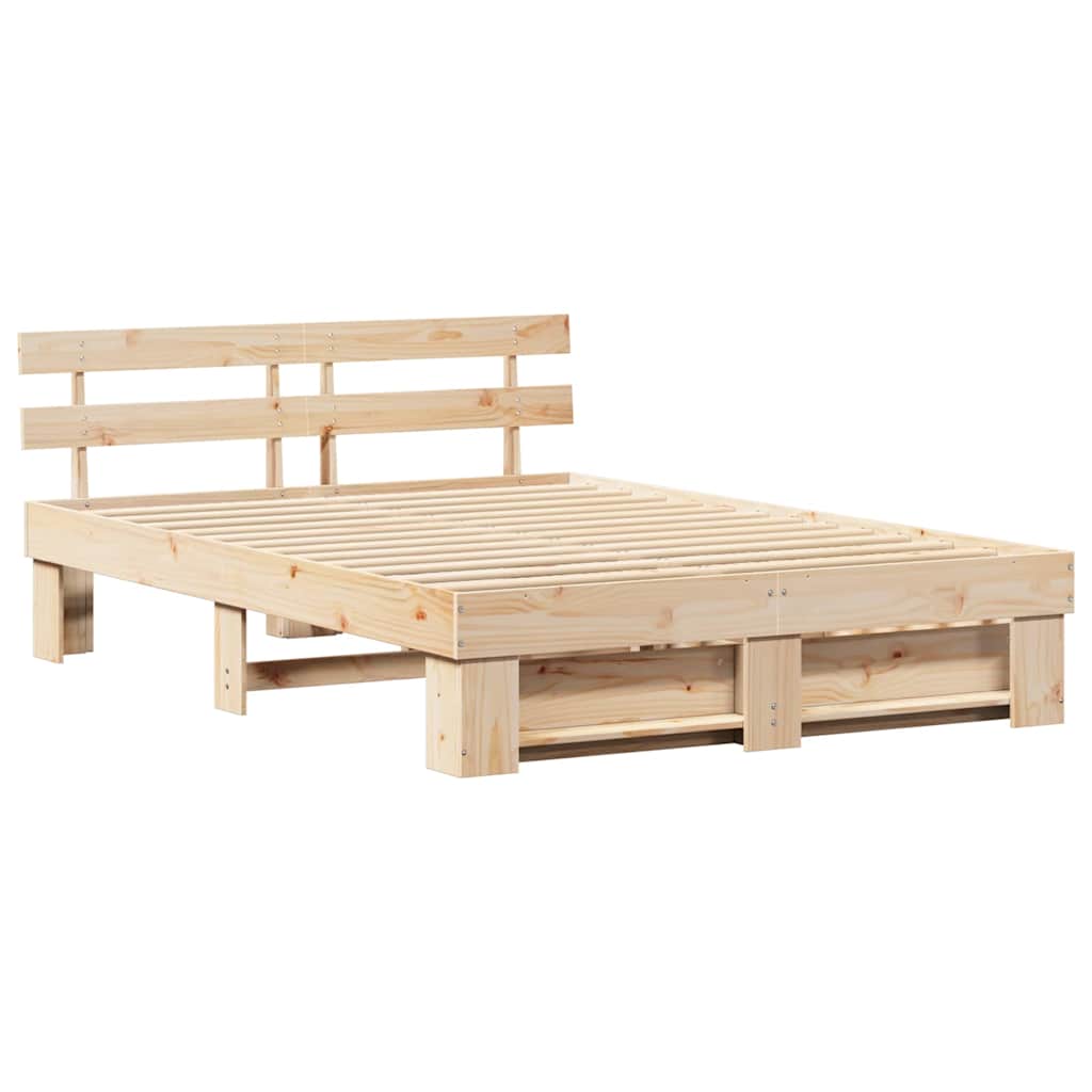 Bedframe met hoofdeinde Bruin 150 x 200 cm Massief grenenhout is nu te koop bij PeponiXL, paradijselijk wonen!