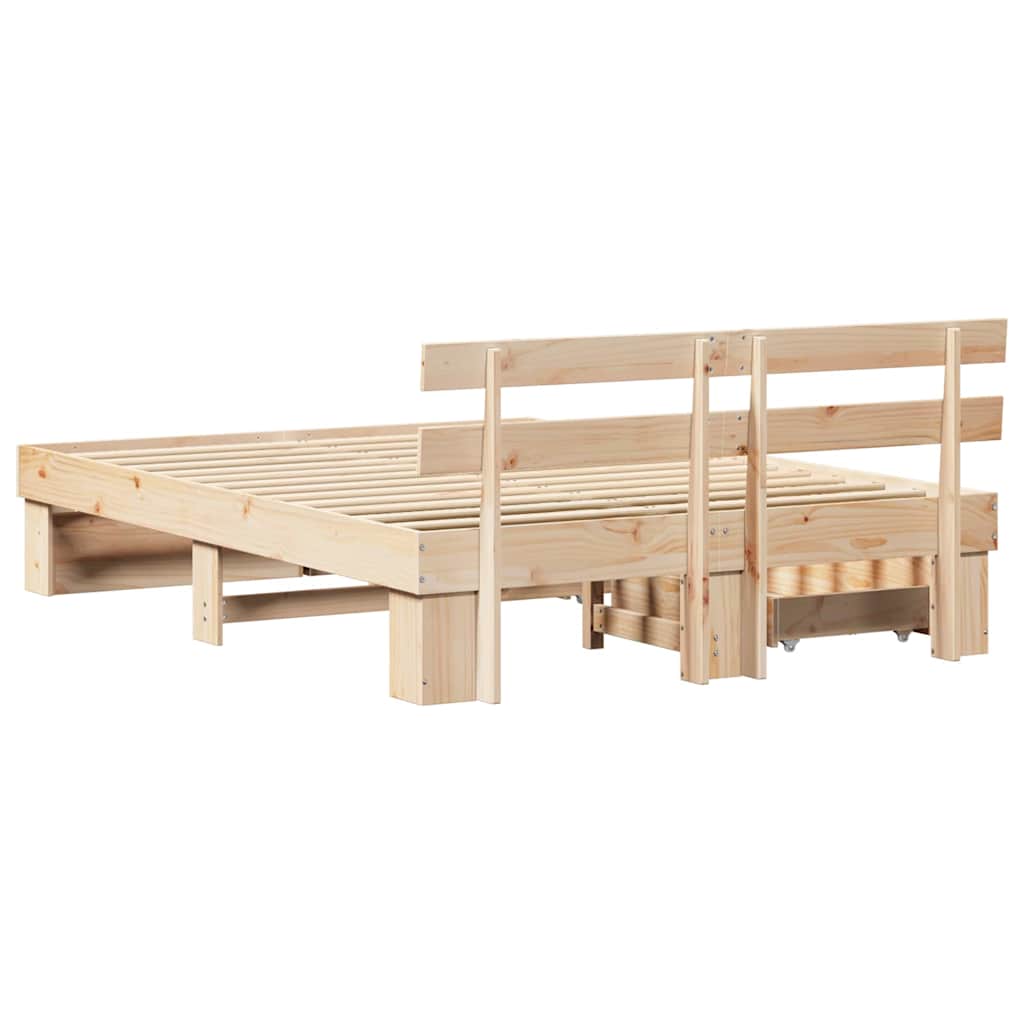 Bedframe met hoofdeinde Bruin 150 x 200 cm Massief grenenhout is nu te koop bij PeponiXL, paradijselijk wonen!