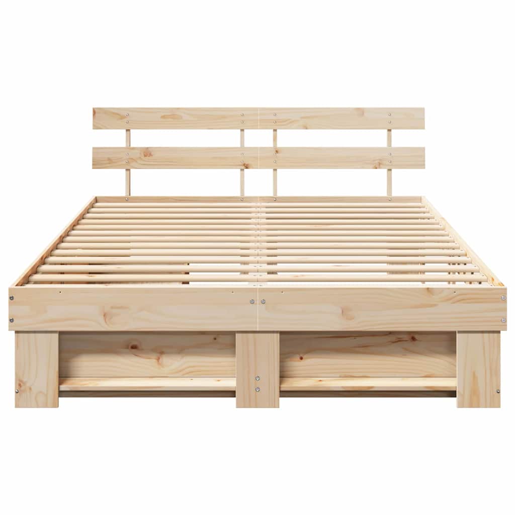 Bedframe met hoofdeinde Bruin 150 x 200 cm Massief grenenhout is nu te koop bij PeponiXL, paradijselijk wonen!