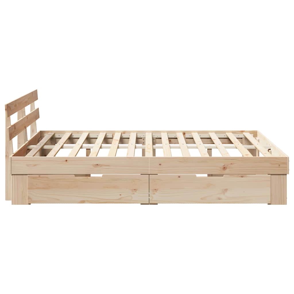 Bedframe met hoofdeinde Bruin 150 x 200 cm Massief grenenhout is nu te koop bij PeponiXL, paradijselijk wonen!