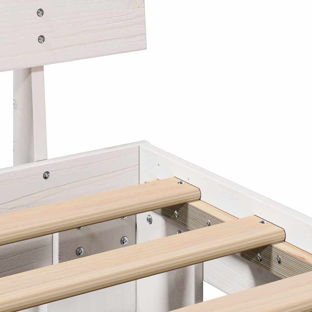 Bedframe met hoofdeinde Wit 150 x 200 cm Massief grenenhout is nu te koop bij PeponiXL, paradijselijk wonen!