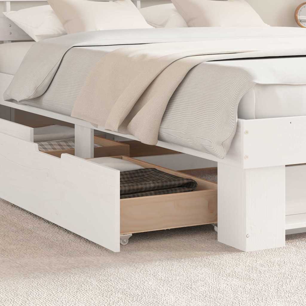Bedframe met hoofdeinde Wit 150 x 200 cm Massief grenenhout is nu te koop bij PeponiXL, paradijselijk wonen!