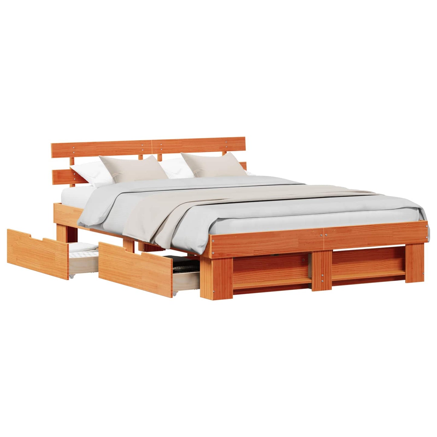 Bedframe met lade Wasbruin 150 x 200 cm Massief grenenhout is nu te koop bij PeponiXL, paradijselijk wonen!