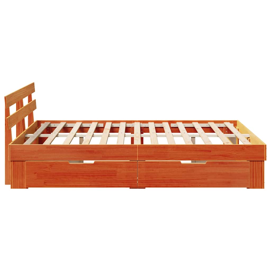 Bedframe met lade Wasbruin 150 x 200 cm Massief grenenhout is nu te koop bij PeponiXL, paradijselijk wonen!