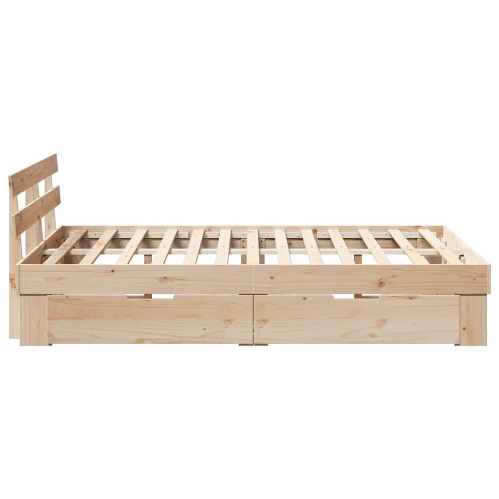 Bedframe met hoofdeinde Bruin 135 x 190 cm Massief grenenhout is nu te koop bij PeponiXL, paradijselijk wonen!