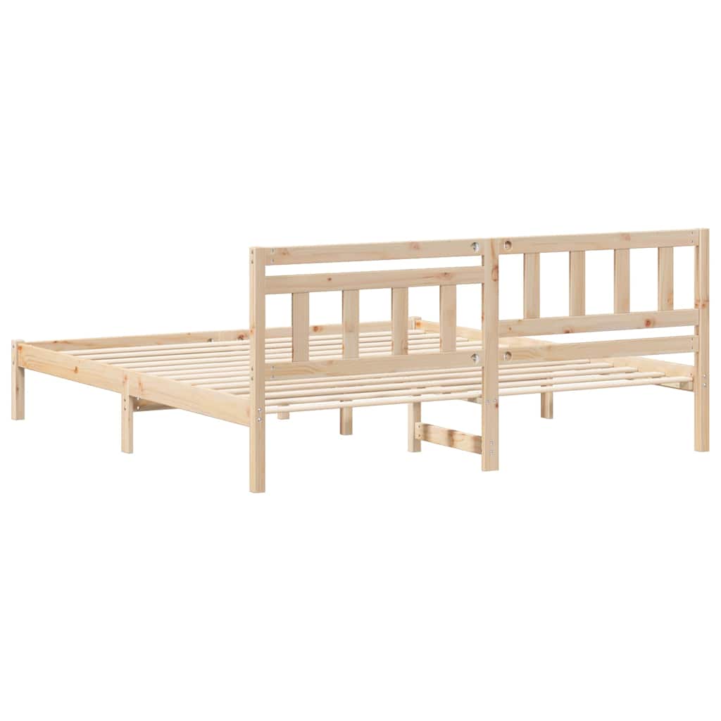 Bedframe met hoofdeinde Bruin 200 x 200 cm Massief grenenhout is nu te koop bij PeponiXL, paradijselijk wonen!