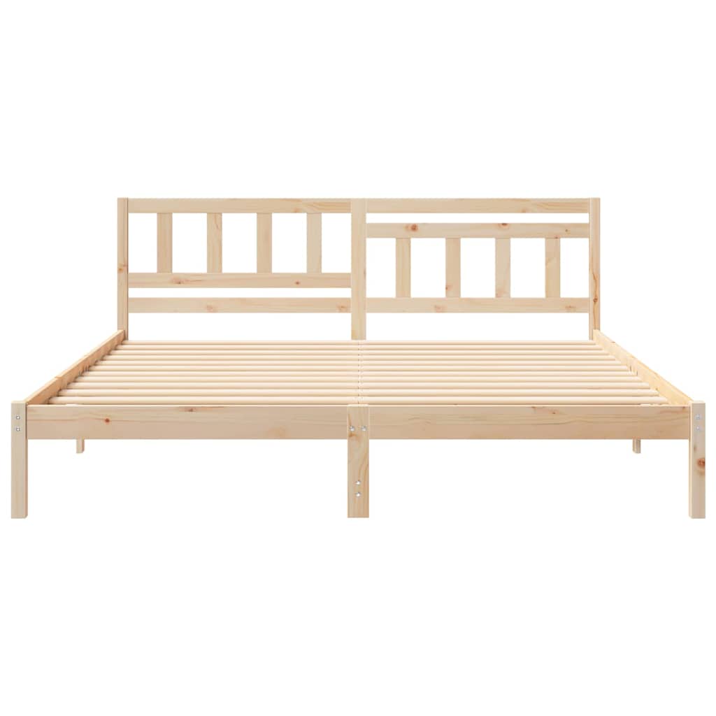 Bedframe met hoofdeinde Bruin 200 x 200 cm Massief grenenhout is nu te koop bij PeponiXL, paradijselijk wonen!