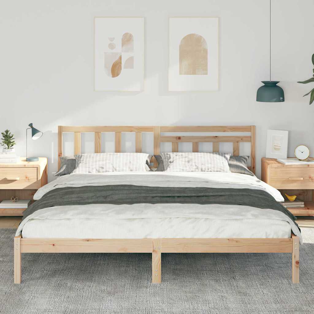 Bedframe met hoofdeinde Bruin 180 x 200 cm Massief grenenhout is nu te koop bij PeponiXL, paradijselijk wonen!