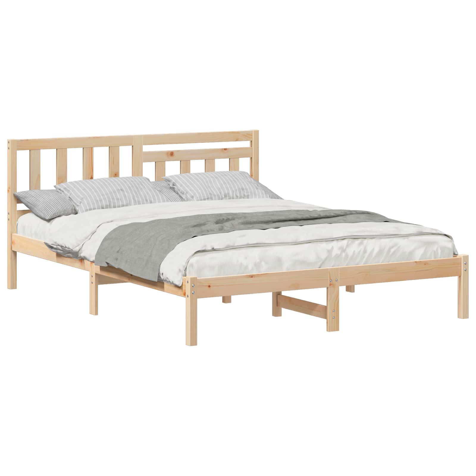 Bedframe met hoofdeinde Bruin 150 x 200 cm Massief grenenhout is nu te koop bij PeponiXL, paradijselijk wonen!