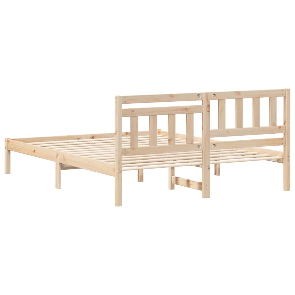 Bedframe met hoofdeinde Bruin 150 x 200 cm Massief grenenhout is nu te koop bij PeponiXL, paradijselijk wonen!
