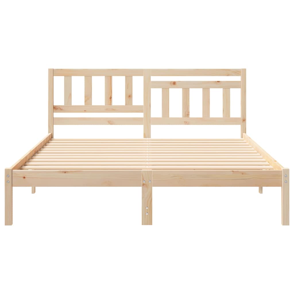 Bedframe met hoofdeinde Bruin 150 x 200 cm Massief grenenhout is nu te koop bij PeponiXL, paradijselijk wonen!