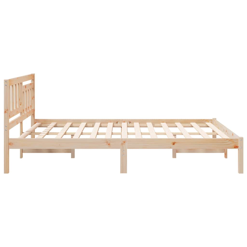 Bedframe met hoofdeinde Bruin 150 x 200 cm Massief grenenhout is nu te koop bij PeponiXL, paradijselijk wonen!
