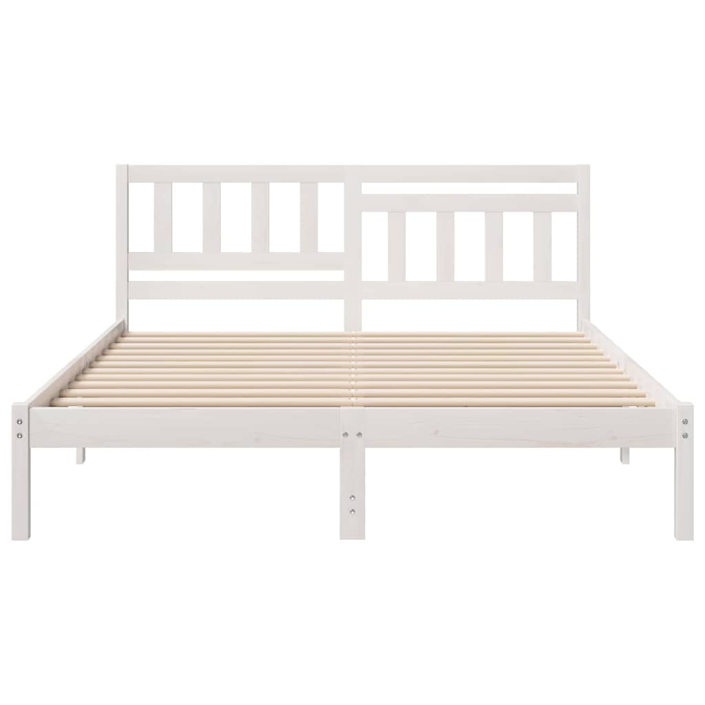 Bedframe met hoofdeinde Wit 150 x 200 cm Massief grenenhout is nu te koop bij PeponiXL, paradijselijk wonen!