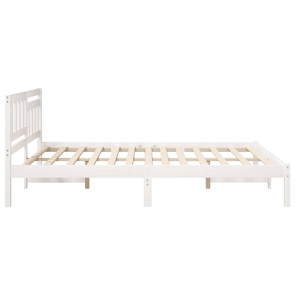 Bedframe met hoofdeinde Wit 140 x 200 cm Massief grenenhout is nu te koop bij PeponiXL, paradijselijk wonen!