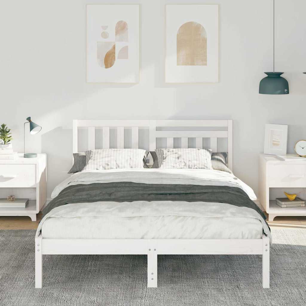 Bedframe met hoofdeinde Wit 120 x 200 cm Massief grenenhout is nu te koop bij PeponiXL, paradijselijk wonen!