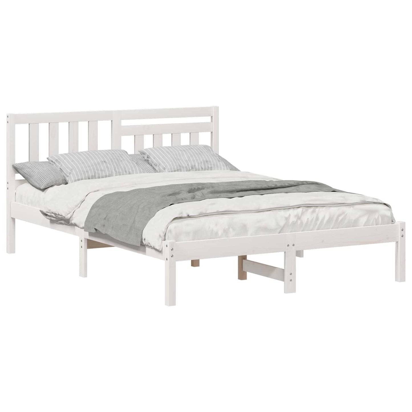Bedframe met hoofdeinde Wit 120 x 200 cm Massief grenenhout is nu te koop bij PeponiXL, paradijselijk wonen!