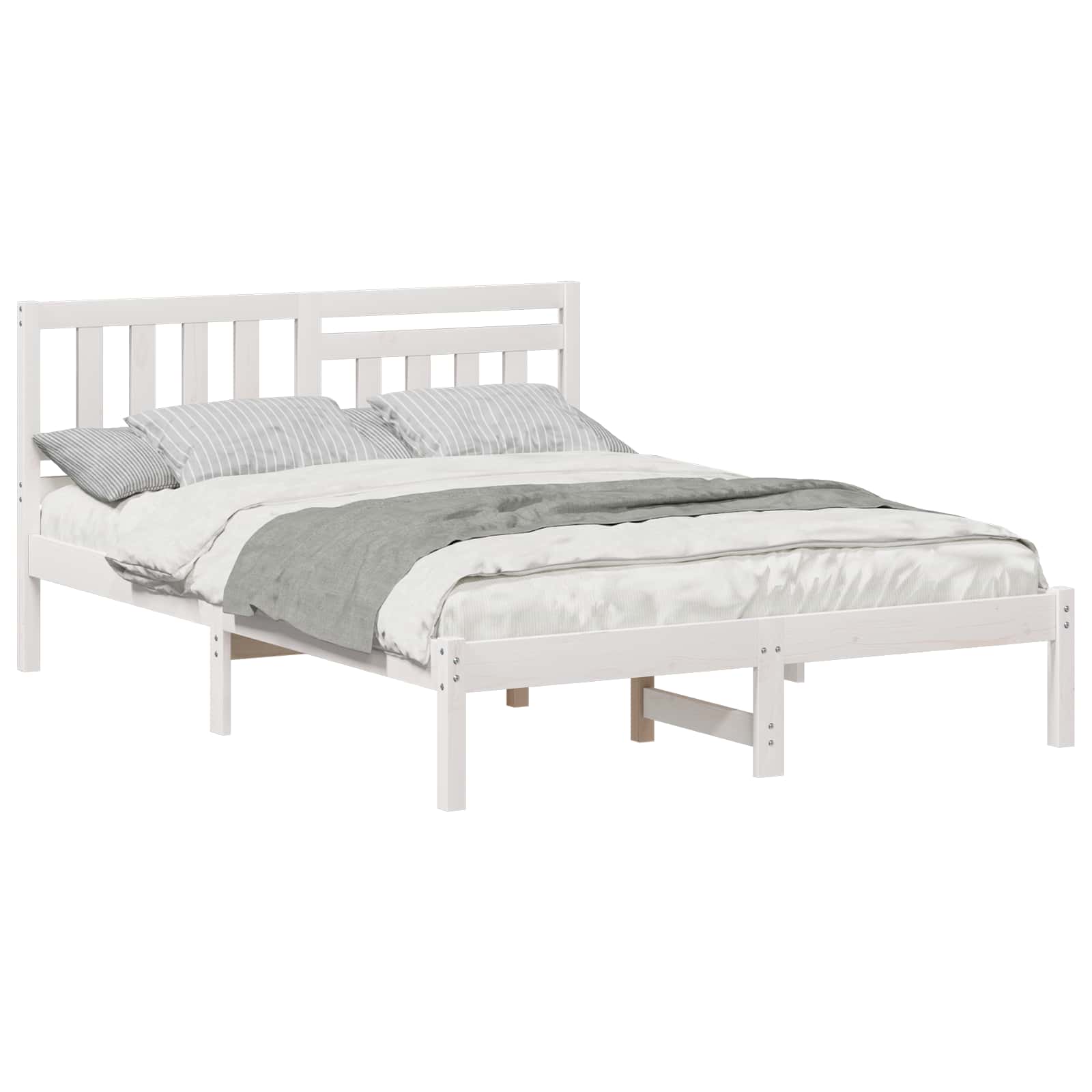 Bedframe met hoofdeinde Wit 120 x 200 cm Massief grenenhout is nu te koop bij PeponiXL, paradijselijk wonen!