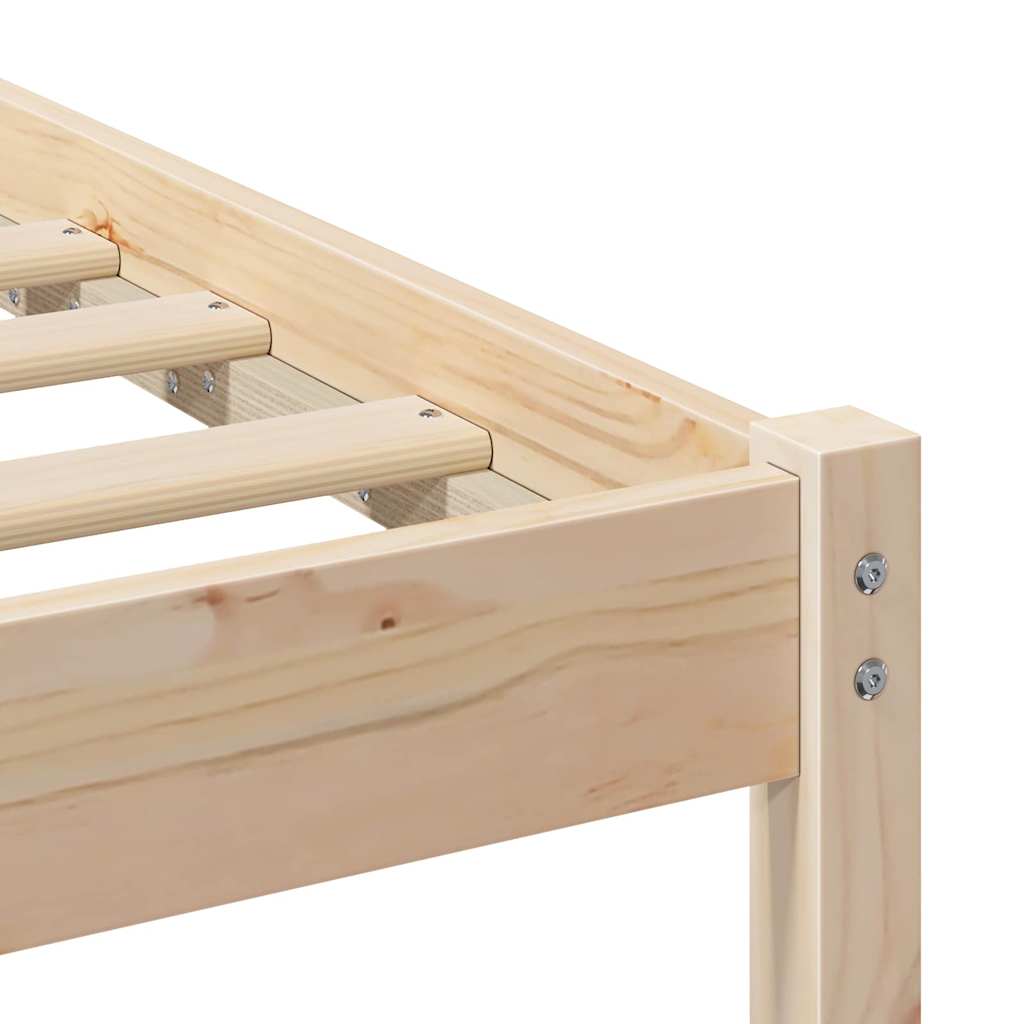 Bedframe met hoofdeinde Bruin 135 x 190 cm Massief grenenhout is nu te koop bij PeponiXL, paradijselijk wonen!