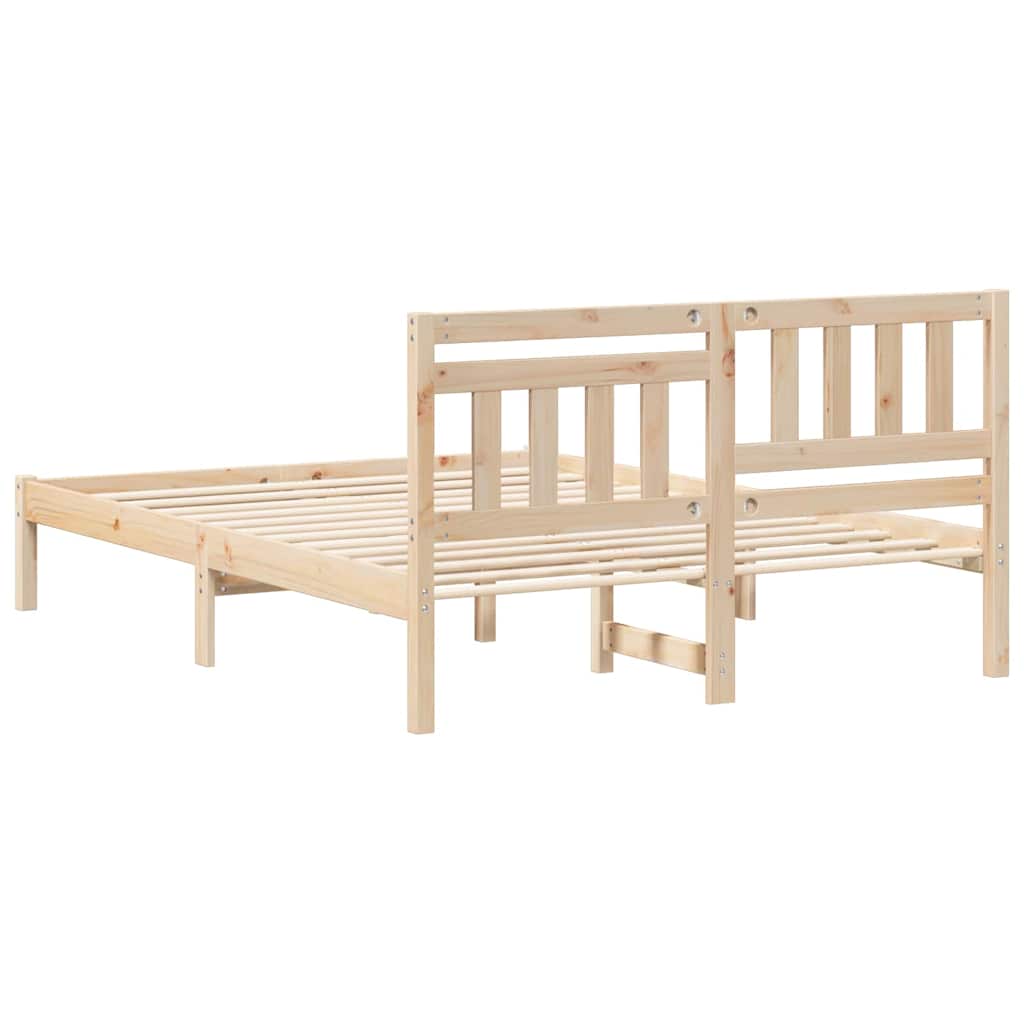 Bedframe met hoofdeinde Bruin 135 x 190 cm Massief grenenhout is nu te koop bij PeponiXL, paradijselijk wonen!