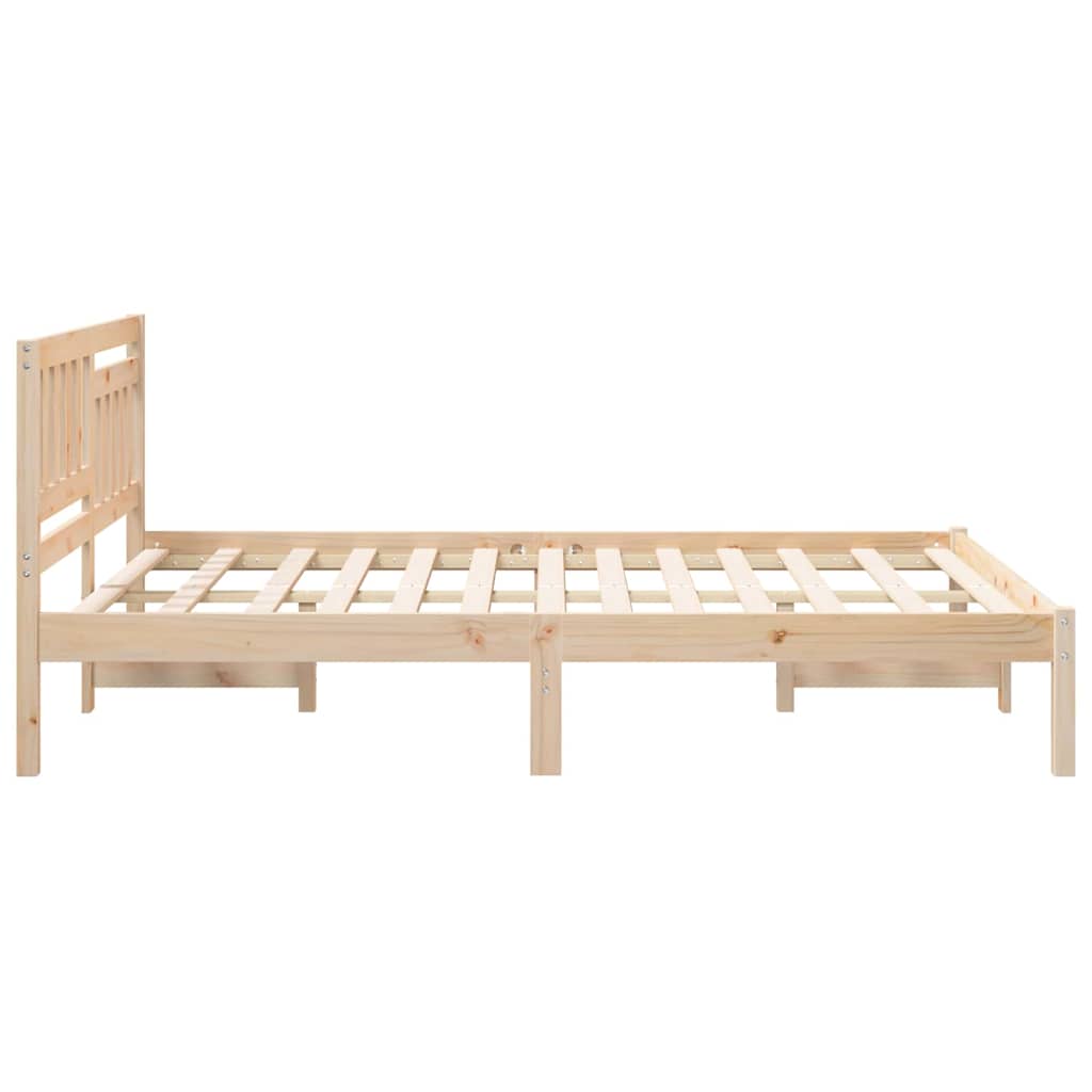 Bedframe met hoofdeinde Bruin 135 x 190 cm Massief grenenhout is nu te koop bij PeponiXL, paradijselijk wonen!