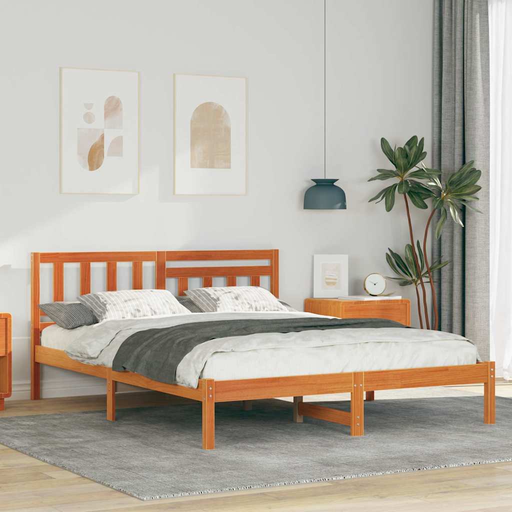 Bedframe Wasbruin 135 x 190 cm Massief grenenhout is nu te koop bij PeponiXL, paradijselijk wonen!