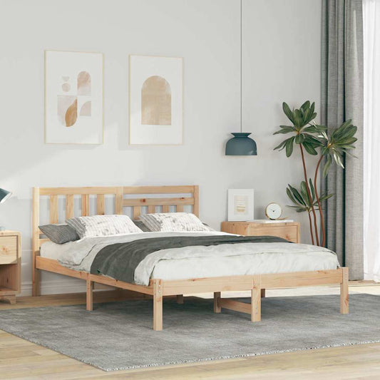 Bedframe met hoofdeinde Bruin 120 x 190 cm Massief grenenhout is nu te koop bij PeponiXL, paradijselijk wonen!
