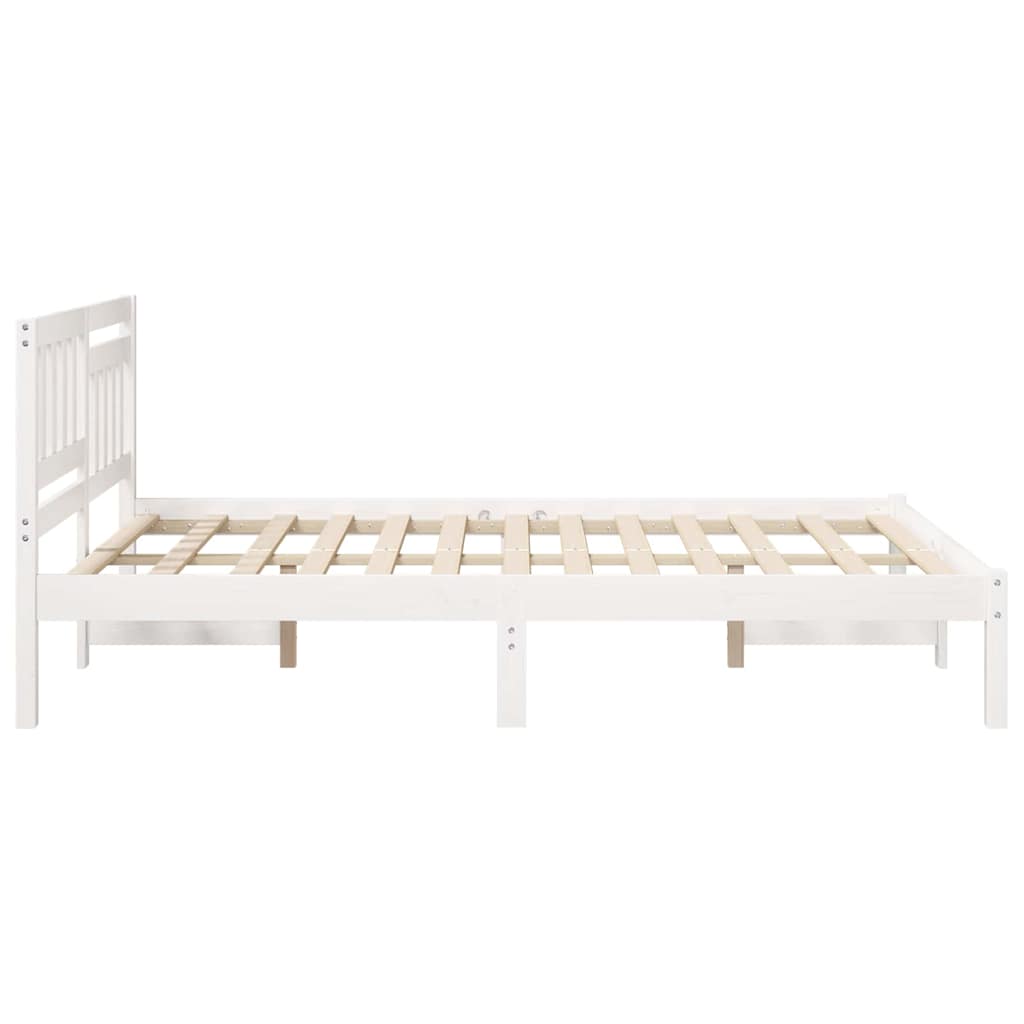 Bedframe met hoofdeinde Wit 120 x 190 cm Massief grenenhout is nu te koop bij PeponiXL, paradijselijk wonen!