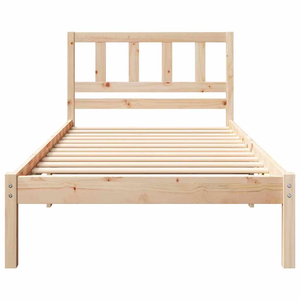 Bedframe met hoofdeinde Bruin 80 x 200 cm Massief grenenhout is nu te koop bij PeponiXL, paradijselijk wonen!