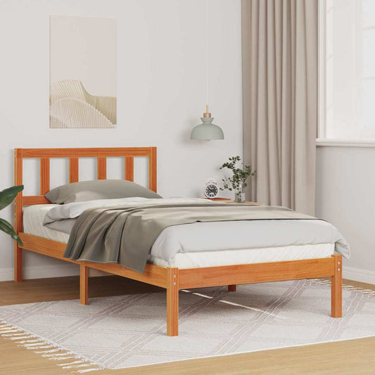 Bedframe met hoofdeinde Wasbruin 80 x 200 cm Massief grenenhout is nu te koop bij PeponiXL, paradijselijk wonen!
