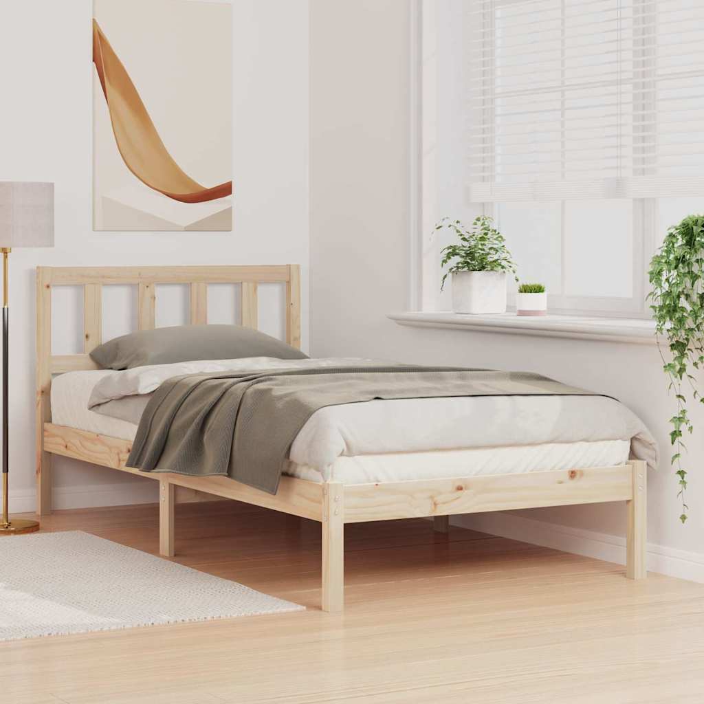 Bedframe met hoofdeinde Bruin 90 x 200 cm Massief grenenhout is nu te koop bij PeponiXL, paradijselijk wonen!