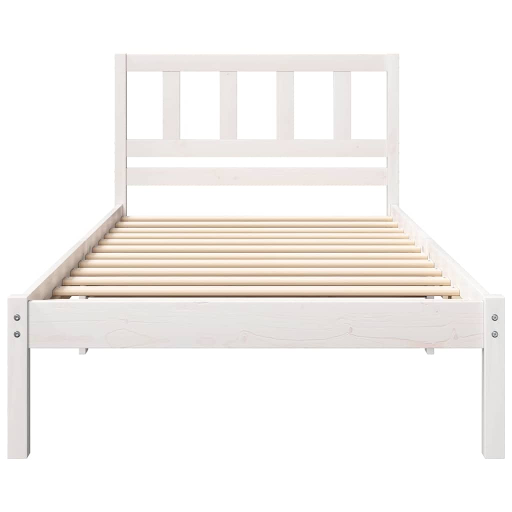 Bedframe met hoofdeinde Wit 90 x 200 cm Massief grenenhout is nu te koop bij PeponiXL, paradijselijk wonen!