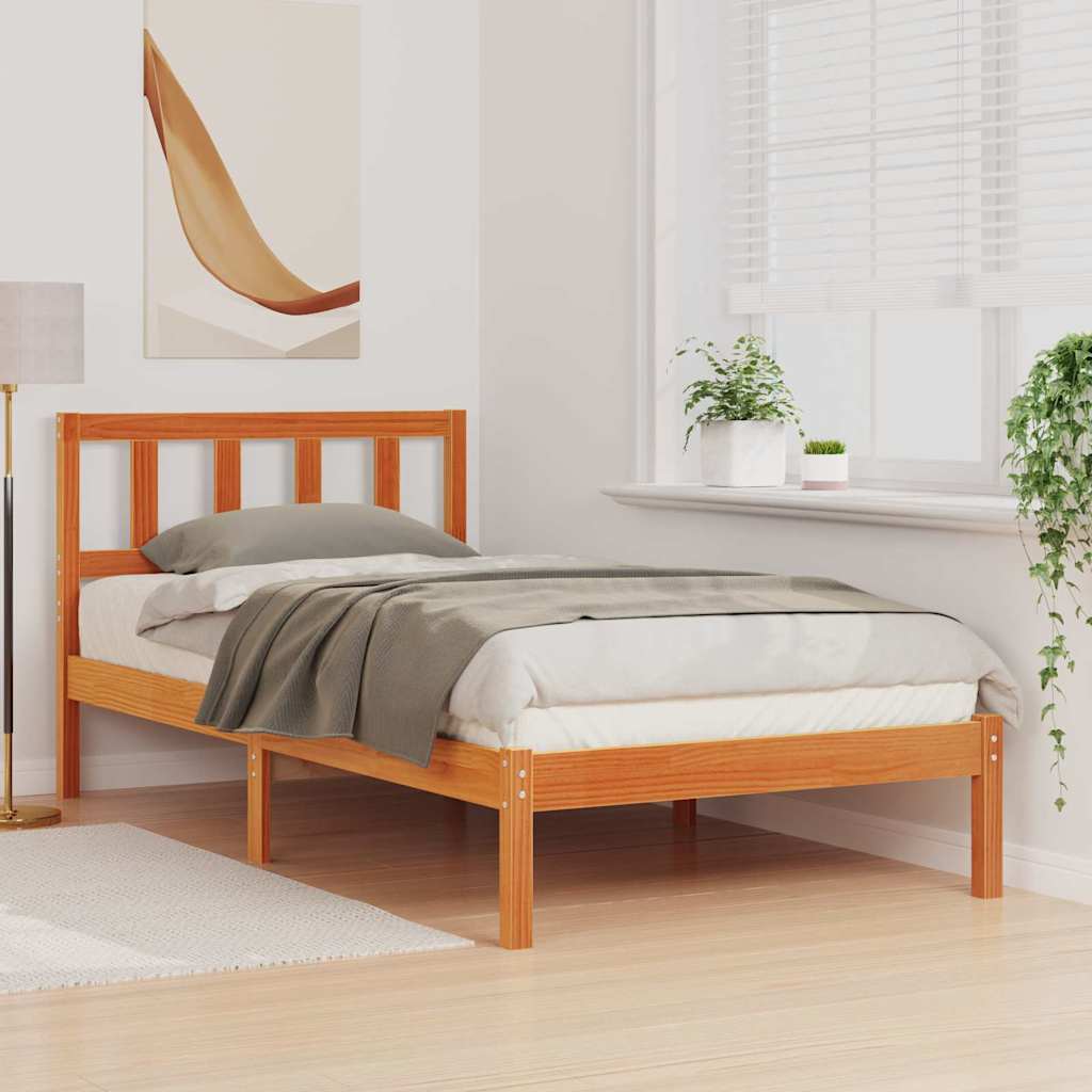 Bedframe met hoofdeinde Wasbruin 90 x 200 cm Massief grenenhout is nu te koop bij PeponiXL, paradijselijk wonen!