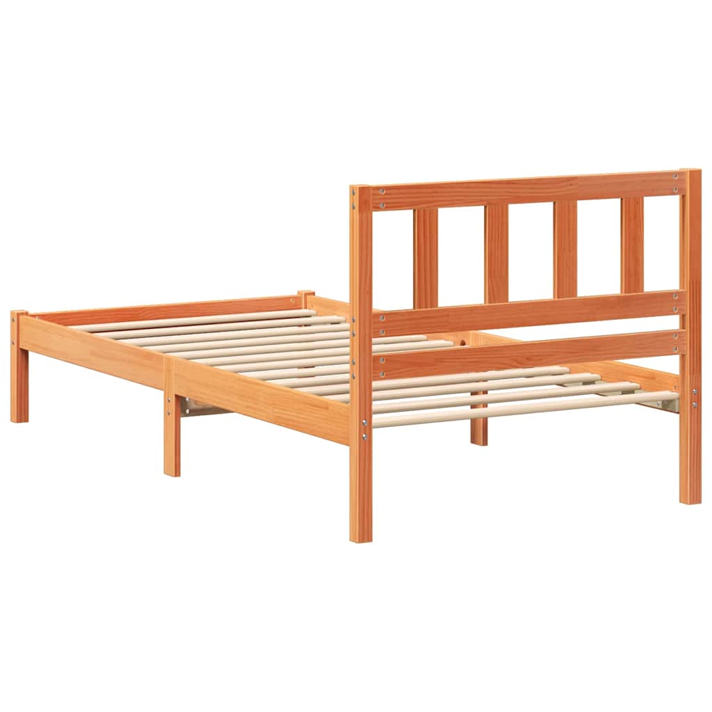 Bedframe met hoofdeinde Wasbruin 90 x 190 cm Massief grenenhout is nu te koop bij PeponiXL, paradijselijk wonen!