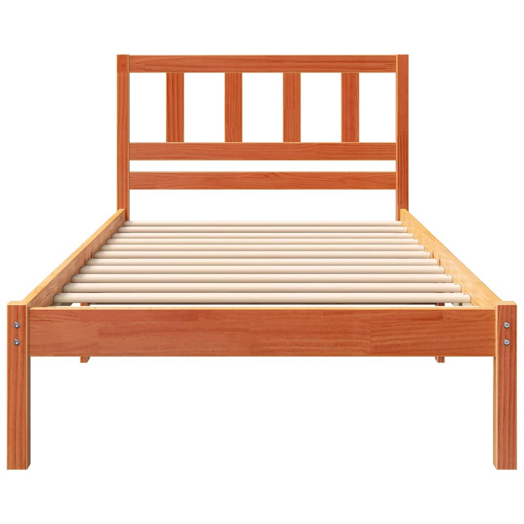Bedframe met hoofdeinde Wasbruin 90 x 190 cm Massief grenenhout is nu te koop bij PeponiXL, paradijselijk wonen!