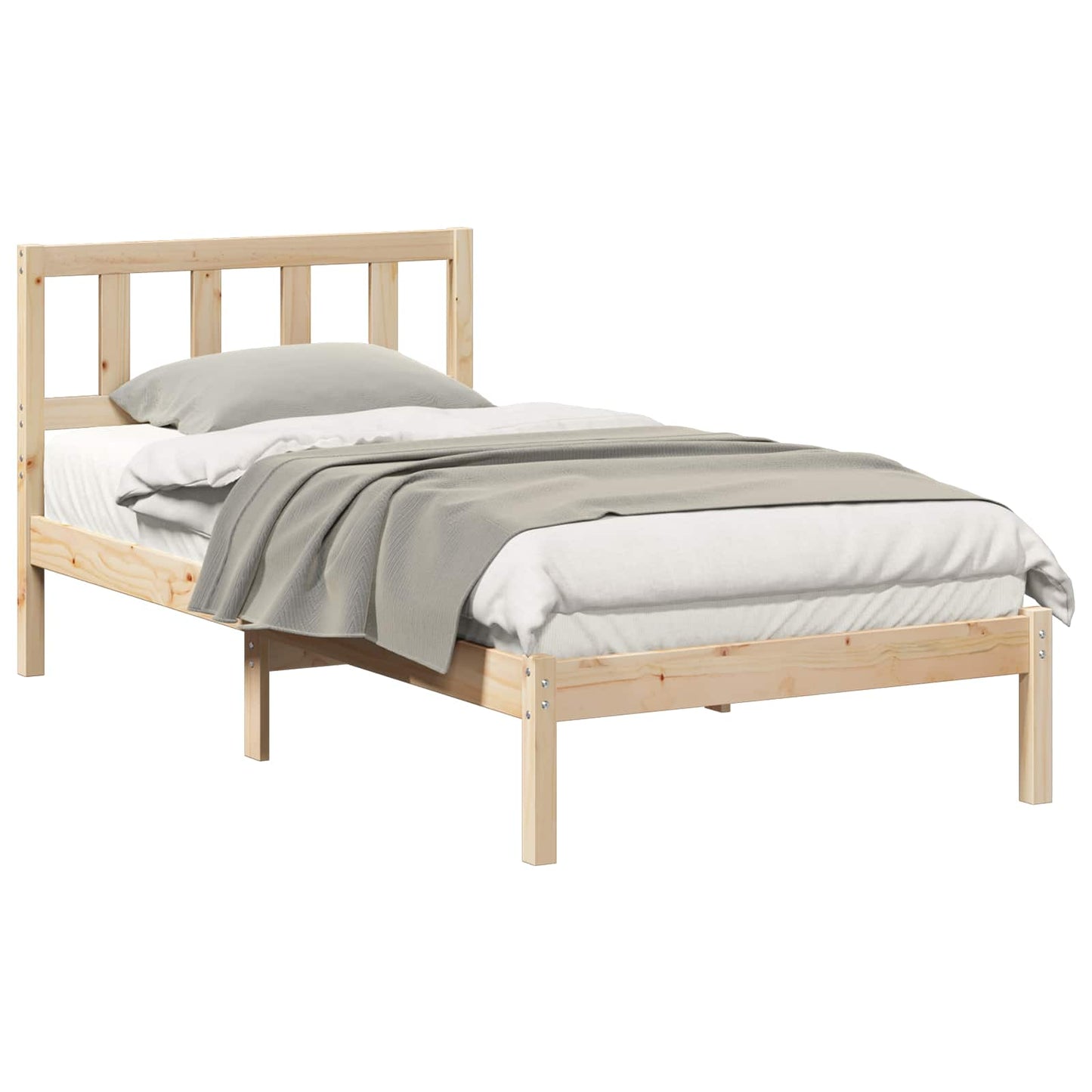 Bedframe met hoofdeinde Bruin 75 x 190 cm Massief grenenhout is nu te koop bij PeponiXL, paradijselijk wonen!