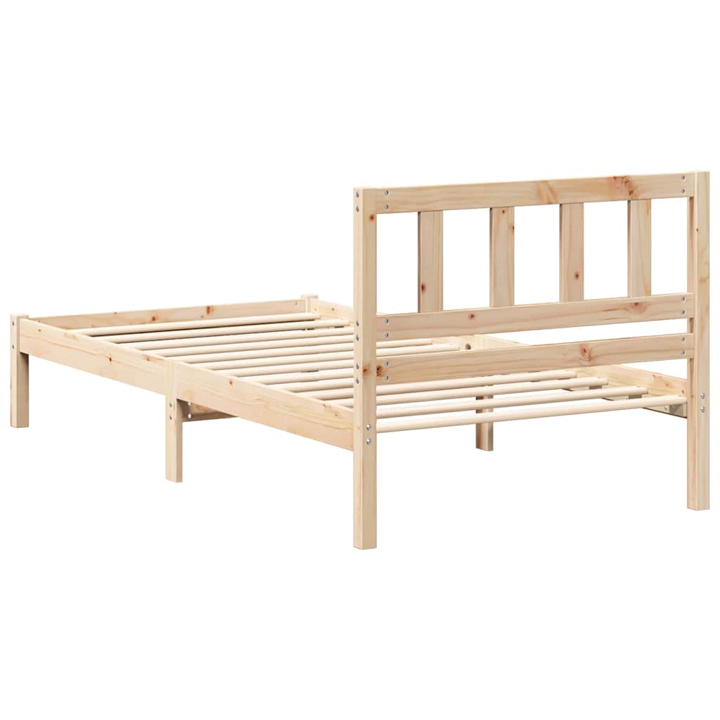 Bedframe met hoofdeinde Bruin 75 x 190 cm Massief grenenhout is nu te koop bij PeponiXL, paradijselijk wonen!