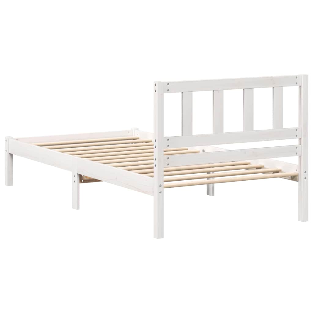 Bedframe met hoofdeinde Wit 75 x 190 cm Massief grenenhout is nu te koop bij PeponiXL, paradijselijk wonen!