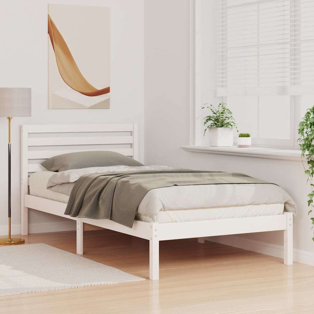 Bedframe met hoofdeinde Wit 80 x 200 cm Massief grenenhout is nu te koop bij PeponiXL, paradijselijk wonen!