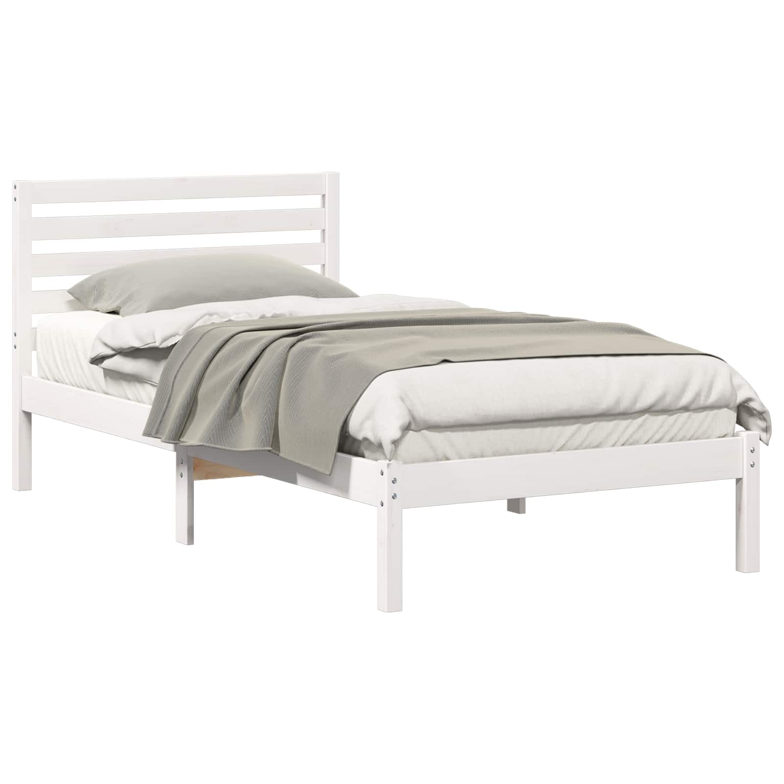 Bedframe met hoofdeinde Wit 80 x 200 cm Massief grenenhout is nu te koop bij PeponiXL, paradijselijk wonen!