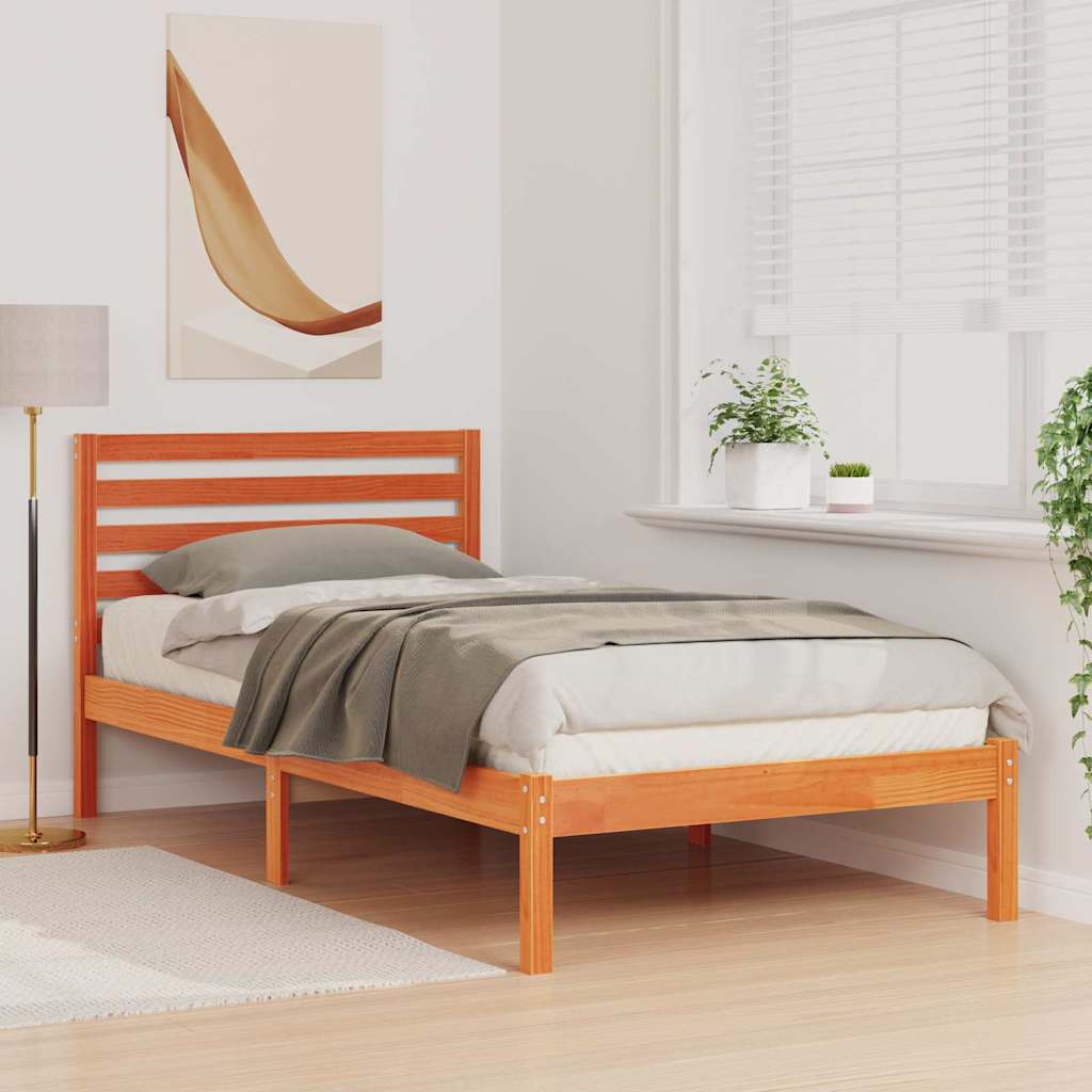 Bedframe met hoofdeinde Wasbruin 80 x 200 cm Massief grenenhout is nu te koop bij PeponiXL, paradijselijk wonen!