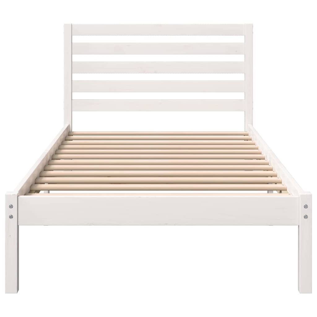 Bedframe met hoofdeinde Wit 90 x 200 cm Massief grenenhout is nu te koop bij PeponiXL, paradijselijk wonen!