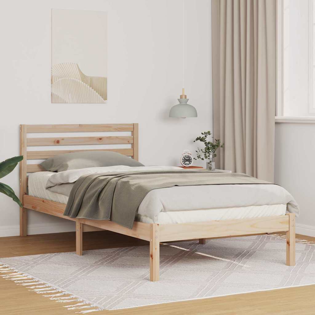 Bedframe met hoofdeinde Bruin 100 x 200 cm Massief grenenhout is nu te koop bij PeponiXL, paradijselijk wonen!
