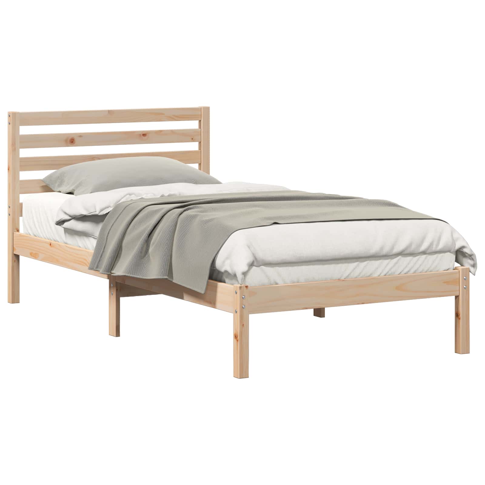 Bedframe met hoofdeinde Bruin 90 x 190 cm Massief grenenhout is nu te koop bij PeponiXL, paradijselijk wonen!